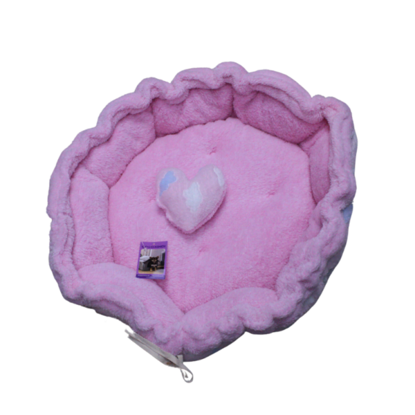 Coco Kindi Cloud Pattern Pink Color Washable Pumpkin Fur Bed With Heart Shape Toy - Image 3