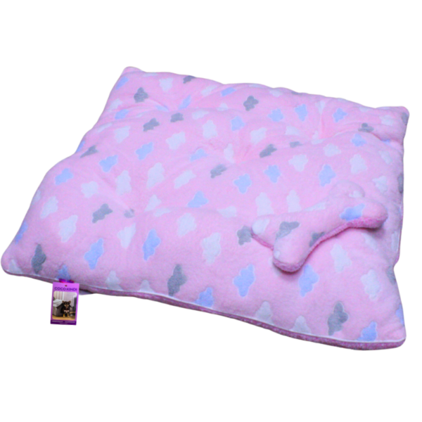 Coco Kindi Cushion With Bone Pink Color Cloud Pattern Washable Fur Bed