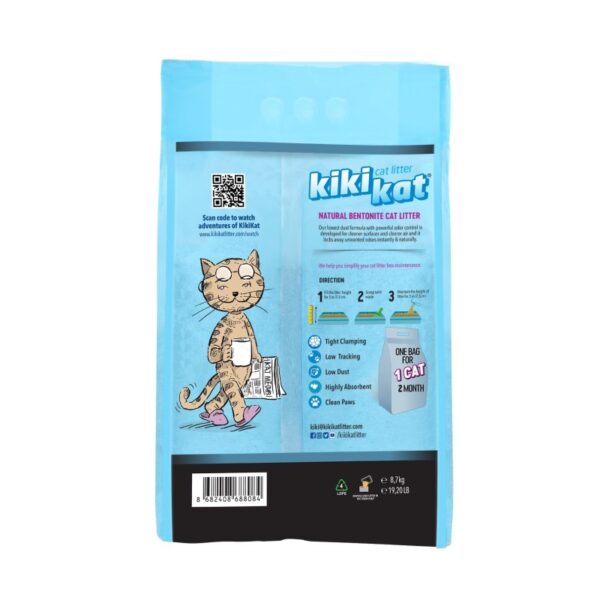 Kiki Kat White Bentonite Clumping Cat Litter – Activated Carbon – 10L (8.7 Kg) - Image 2