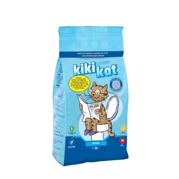 Kiki Kat White Bentonite Clumping Cat Litter – Natural  -10 L (8.7 Kg )