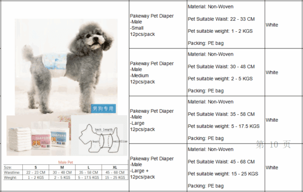 Pakeway Male Dog Pet Diaper-Medium (30-48Cm)-12pcs/pack - Image 2