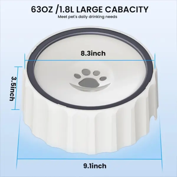 Pakeway No-Spill Pet Water Bowl -23*21*90Cm-White - Image 2