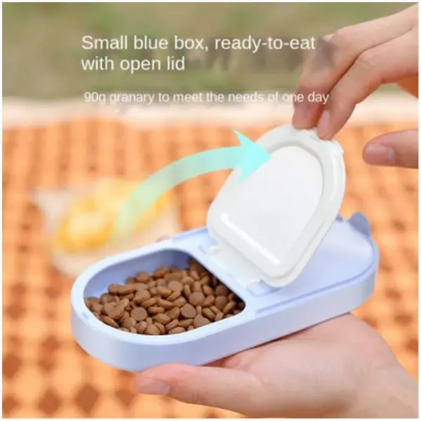Pakeway 2-in-1 Dog Water Bottle Portable Food Container-Blue - Image 3
