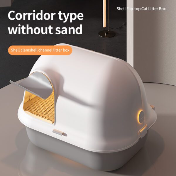 Pakeway Shell Flip-Top Open  Cat-Litter Box-59.4*46.4*39.5 Cm- Grey - Image 5