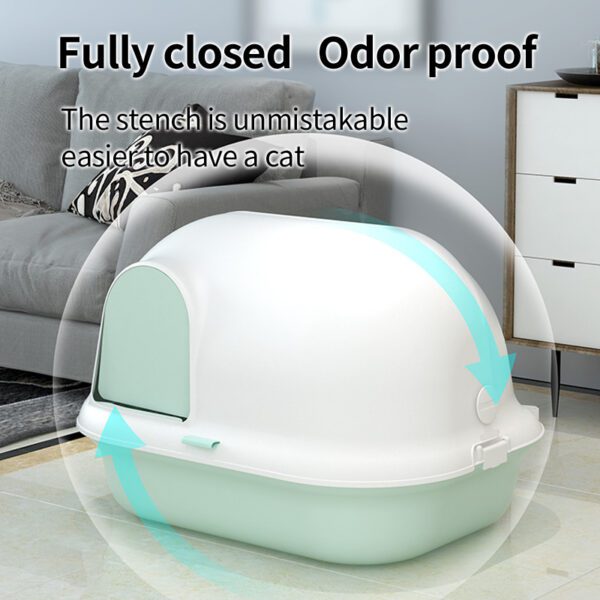 Pakeway Shell Flip-Top Open Cat-Litter Box-59.4*46.4*39.5 Cm-Green - Image 2