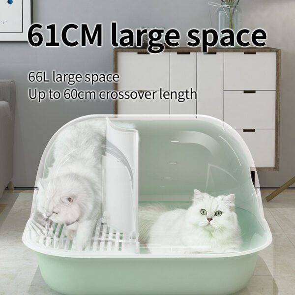 Pakeway Shell Flip-Top Open Cat-Litter Box-59.4*46.4*39.5 Cm-Green - Image 4