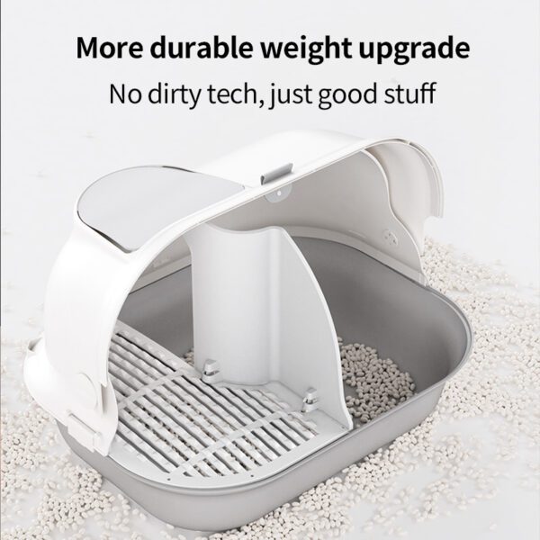 Pakeway Shell Flip-Top Open  Cat-Litter Box-59.4*46.4*39.5 Cm- Grey - Image 2