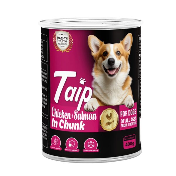 Taipet Dog Canned Wet Food Chicken & Salmon in Chunk-400g (Box contains 12pcs)