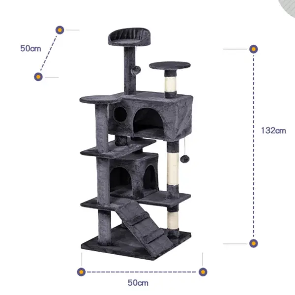 Cozy Paws Cat Tree with Sisal-Covered Scratching Posts -Dark Grey - 50* 50* 132 Cm - Image 2
