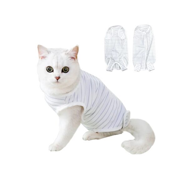 Cozy Paws Pet Recovery Suit-Blue Stripe