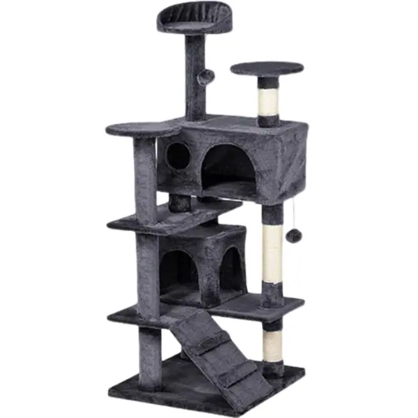 Cozy Paws Cat Tree with Sisal-Covered Scratching Posts -Dark Grey - 50* 50* 132 Cm