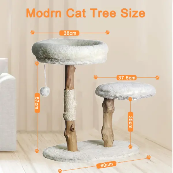 Cozy Paws Solid Wood Multi-Cat Tree - 58*45*78 Cm - Image 2