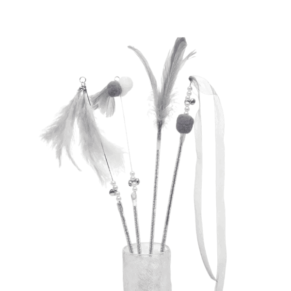 Cozy Paws Cat Teaser With Feather and Bell - 4pcs Set