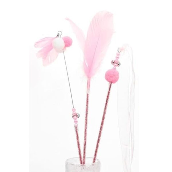 Cozy Paws Cat Teaser With Feather and Bell - 3pcs Set