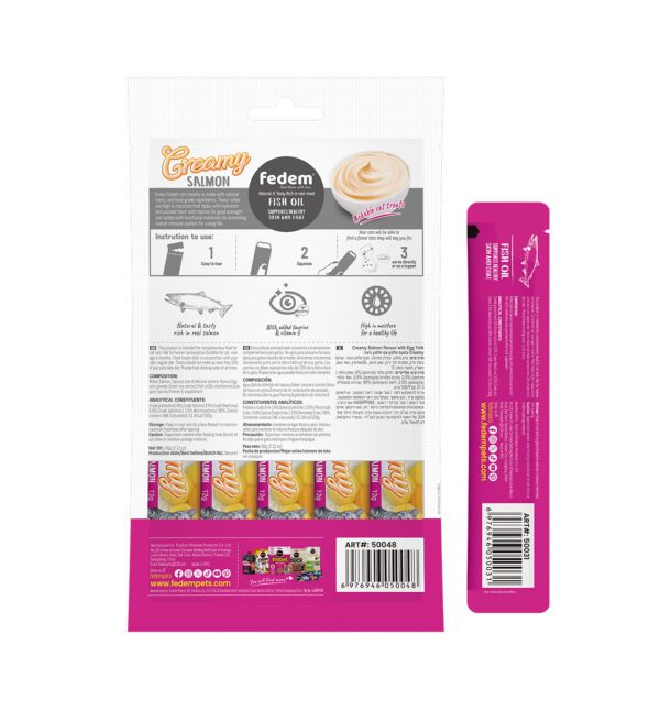Fedem Cat Creamy Treats – Salmon Flavour with Egg Yolk 60gx5 pcs - Image 2