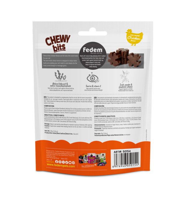 Fedem Chewy Bits for Cats – Oven Roasted Chicken Flavour 55g - Image 2