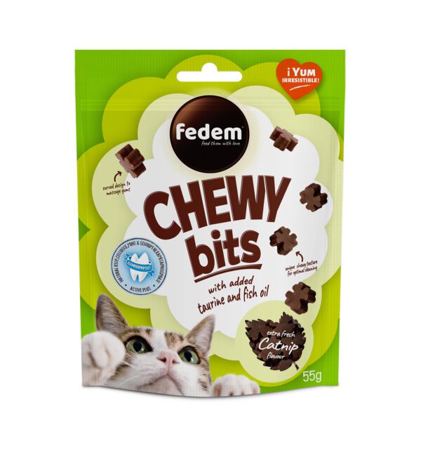 Fedem Chewy Bits for Cats – Extra Fresh Catnip Flavour for Cats 55g