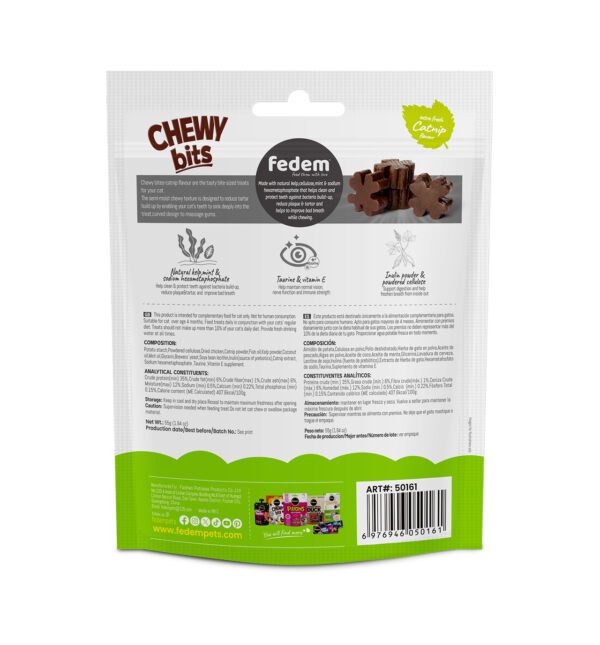 Fedem Chewy Bits for Cats – Extra Fresh Catnip Flavour for Cats 55g - Image 2