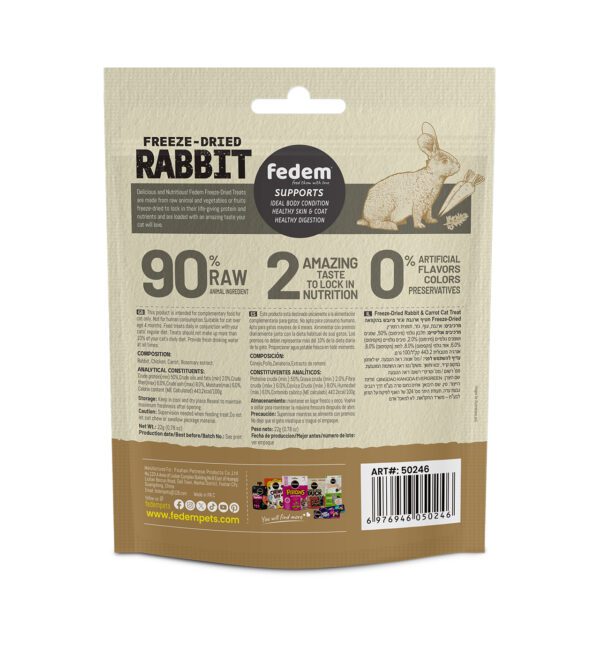 Fedem Freeze-Dried Cat Treat – Rabbit & Carrot 22g - Image 2