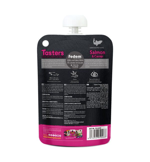 Fedem Tasters Creamy Cat Snack – Salmon & Catnip 80g - Image 2