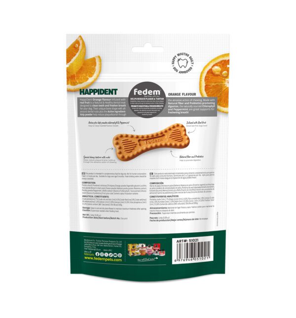 Fedem Happident Petite Dog Treats – Orange Flavour 144g (18 pcs) - Image 2