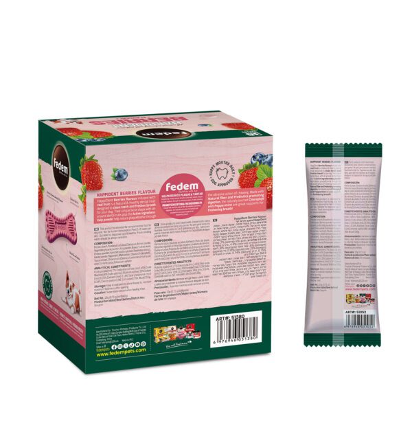 Fedem Happident Regular Dog Treats – Berries Flavour 20g x 48pcs - Image 2