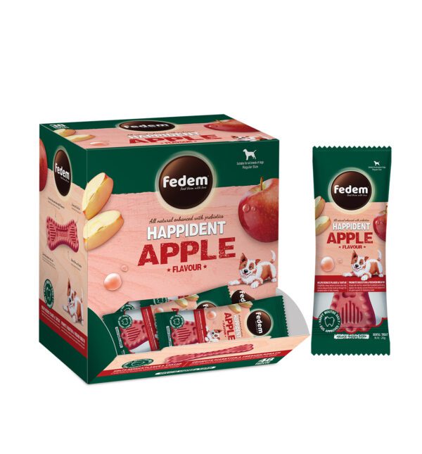 Fedem Happident Regular Dog Treat – Apple Flavour 20g x 48pcs