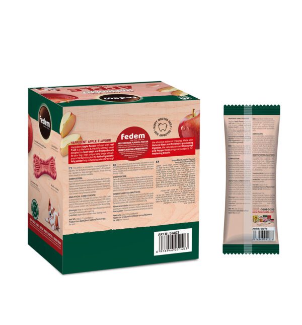 Fedem Happident Regular Dog Treat – Apple Flavour 20g x 48pcs - Image 2