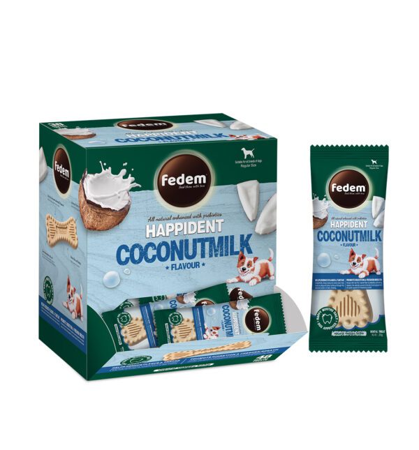 Fedem Happident Regular Dog Treat – Coconut Milk Flavour 20g x 48pcs