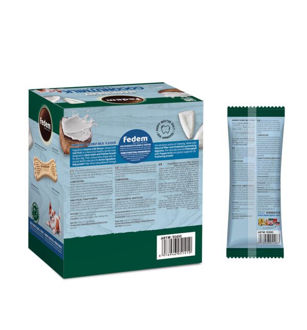 Fedem Happident Regular Dog Treat – Coconut Milk Flavour 20g x 48pcs - Image 2