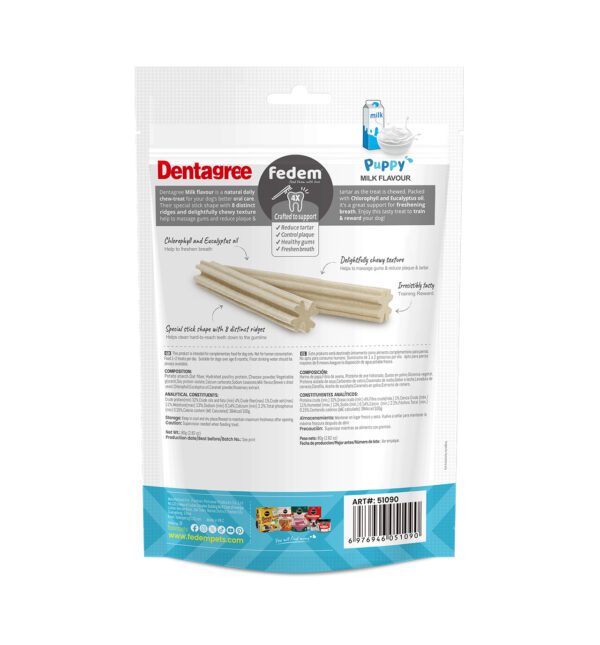 Fedem Dentagree Petite Dental Stix For Puppy – Milk Flavour 80g (11 pcs) - Image 2