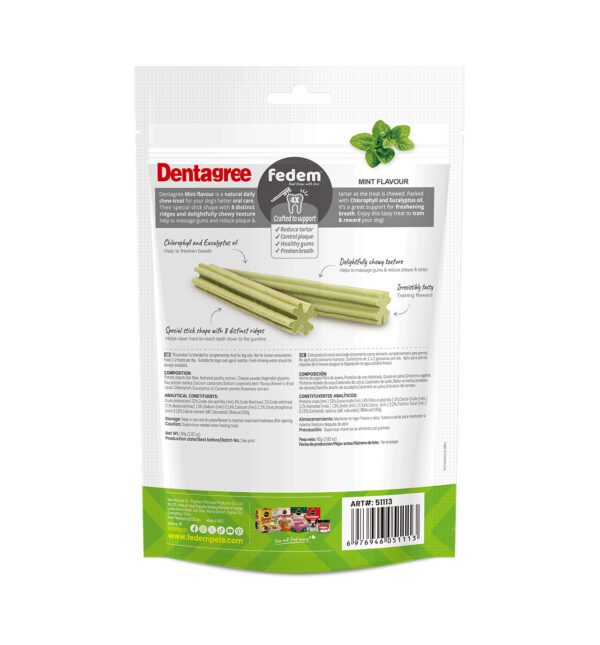 Fedem Dentagree Regular Dental Stix for Dogs – Mint Flavour 80g (8 pcs) - Image 2