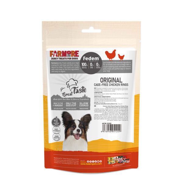 Fedem Farmore Jerky for Dogs – Original Cage-Free Chicken Rings 75g - Image 2