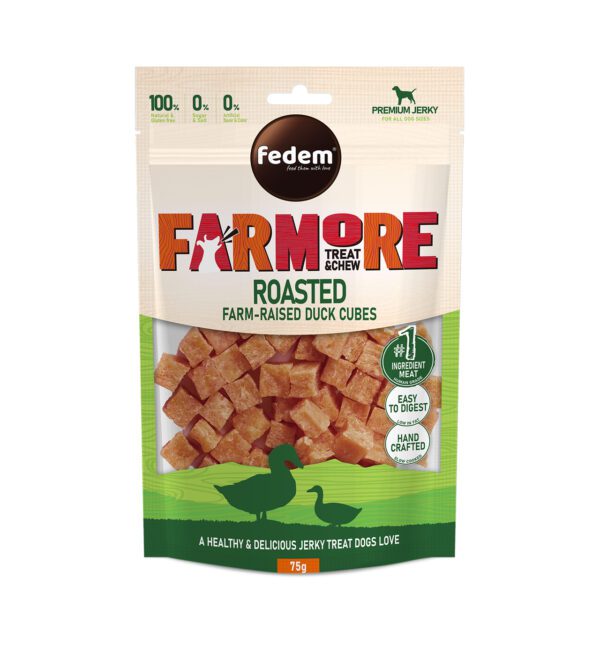 Fedem Farmore Jerky for Dogs – Roasted Farm-Raised Duck Cubes 75g