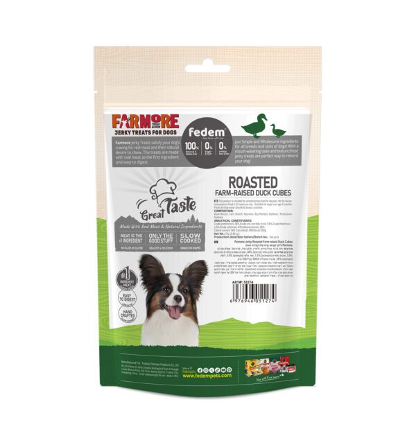 Fedem Farmore Jerky for Dogs – Roasted Farm-Raised Duck Cubes 75g - Image 2
