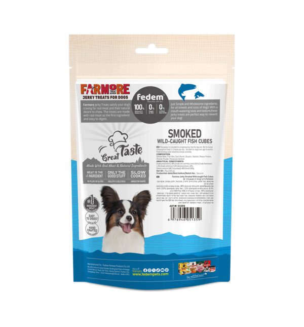 Fedem Farmore Jerky for Dogs – Smoked Wild-Caught Fish Cubes 75g - Image 2
