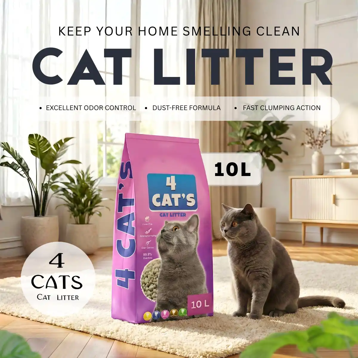 4 cats litter