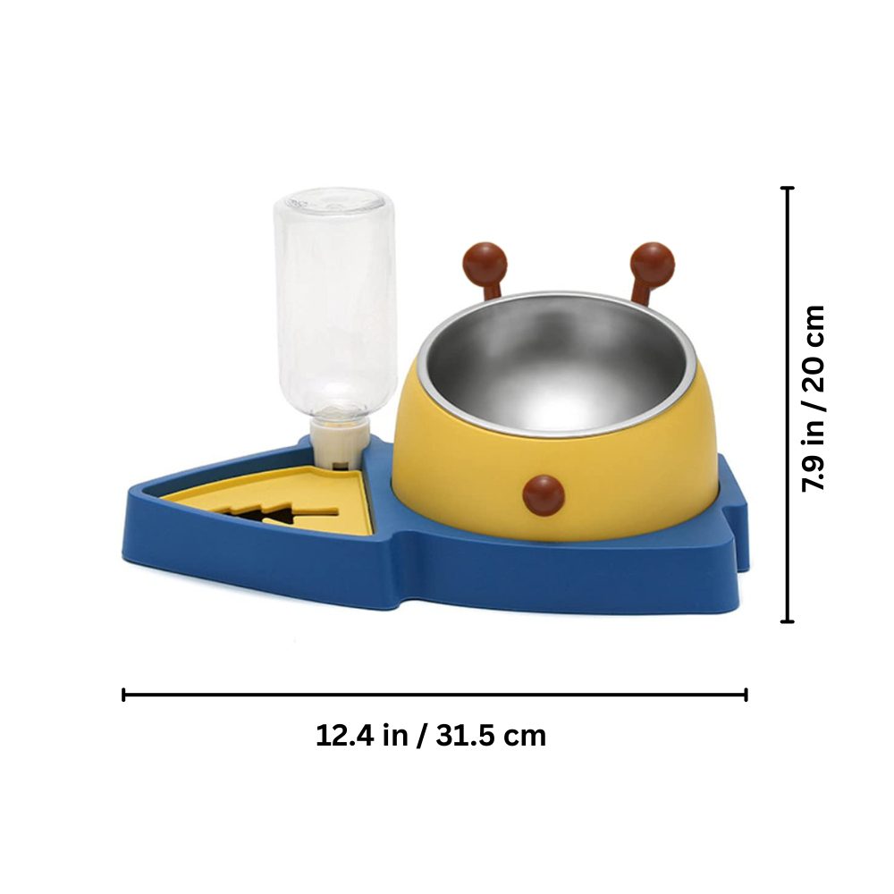 Cozy Paws 2 in 1 Water and Food Dispenser - 31.5x20cm-Yellow - Image 2