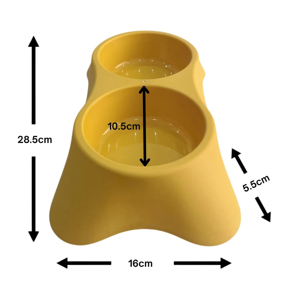 Cozy Paws Dual Pet Feeding Bowl Plastic- 28.5x16x5.5cm-Yellow - Image 2