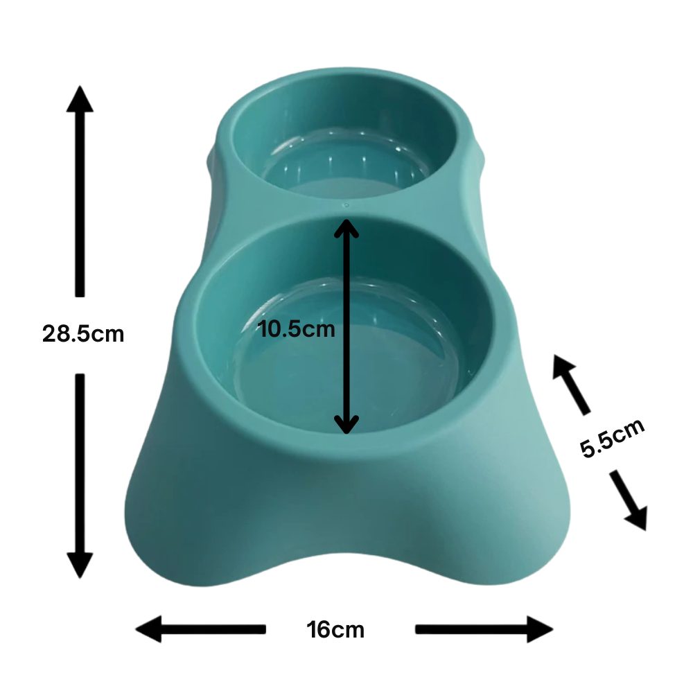 Cozy Paws Dual Pet Feeding Bowl Plastic- 28.5x16x5.5cm-Green - Image 2