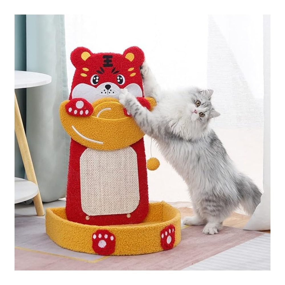 Cozy Paws Tiger Shape Cat Scratching Board With Cat Bed and Sisal Rope -41*33*62cm - Image 4