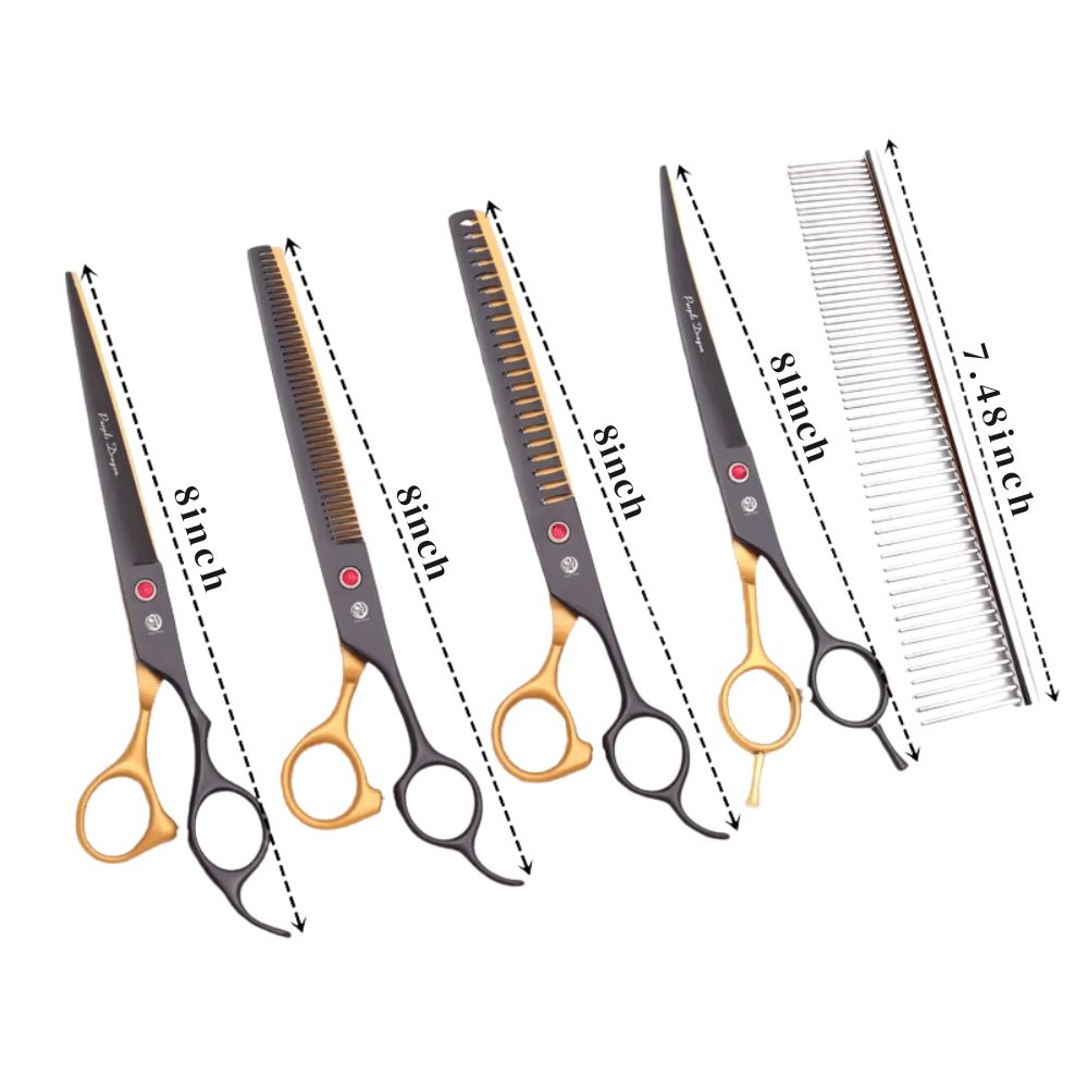Purple Dragon Professional 5-in-1 Pet Grooming Scissor Set – Japanese Steel (8 Inch) - Image 2