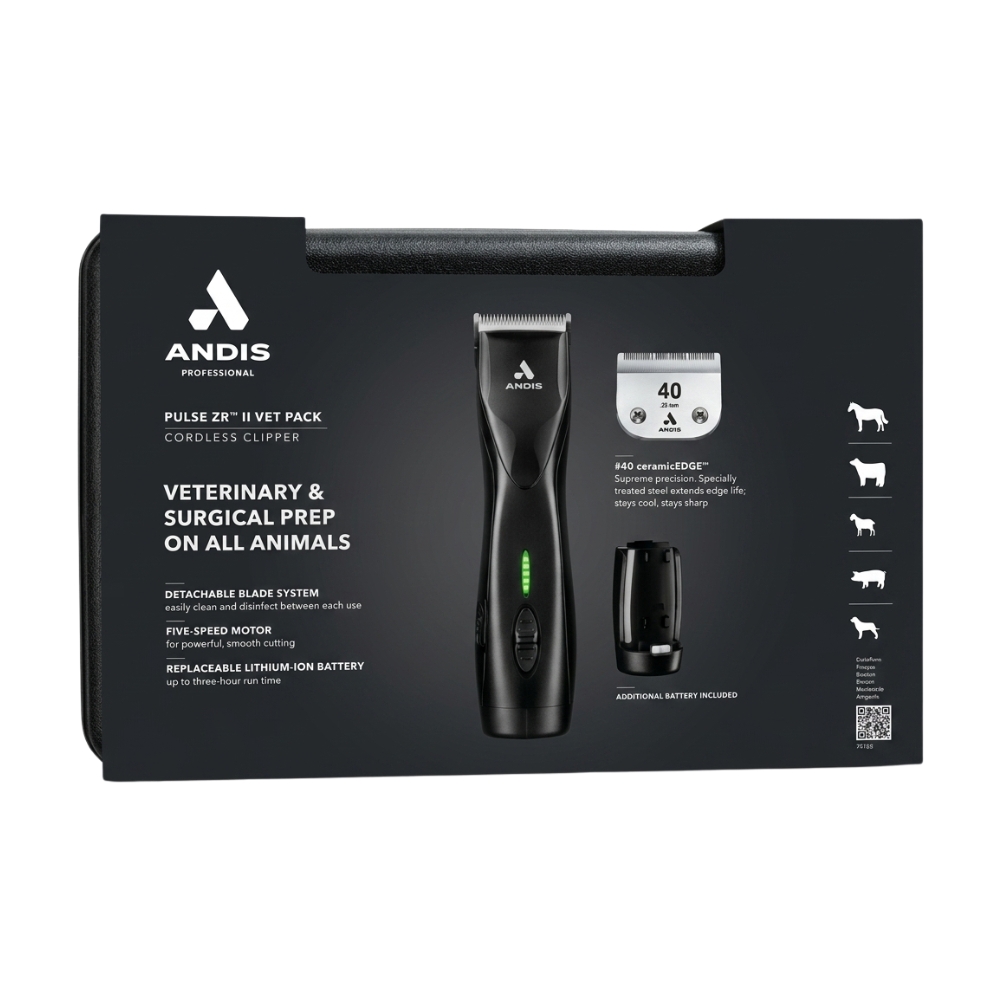 Andis Pulse ZR®II- 5 Speed Black Galaxy Clipper with Additional Battery & No. 40 Blade - Image 4